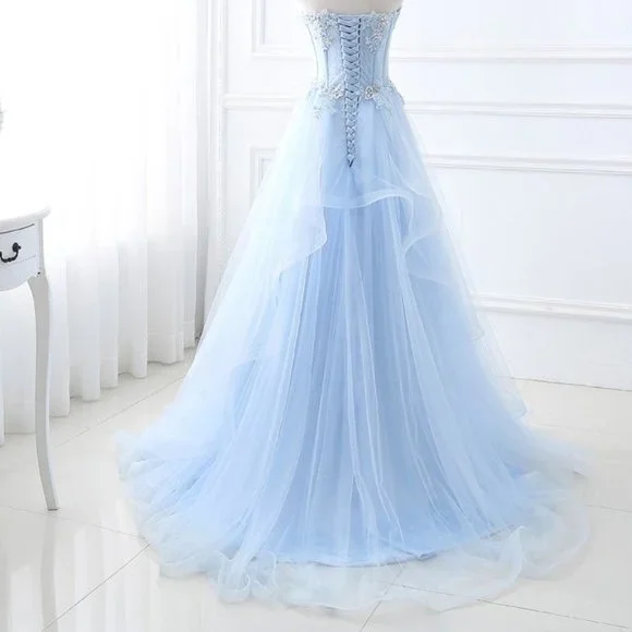NEW Beautiful Bling Rhinestone Light Blue Cinderella Gown Prom Dress Quinceañera - Picture 5 of 7